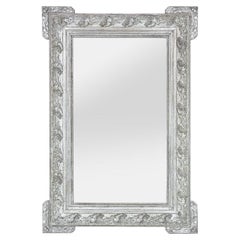 Antique French Art Nouveau Style Silverwood Wall Mirror, circa 1900