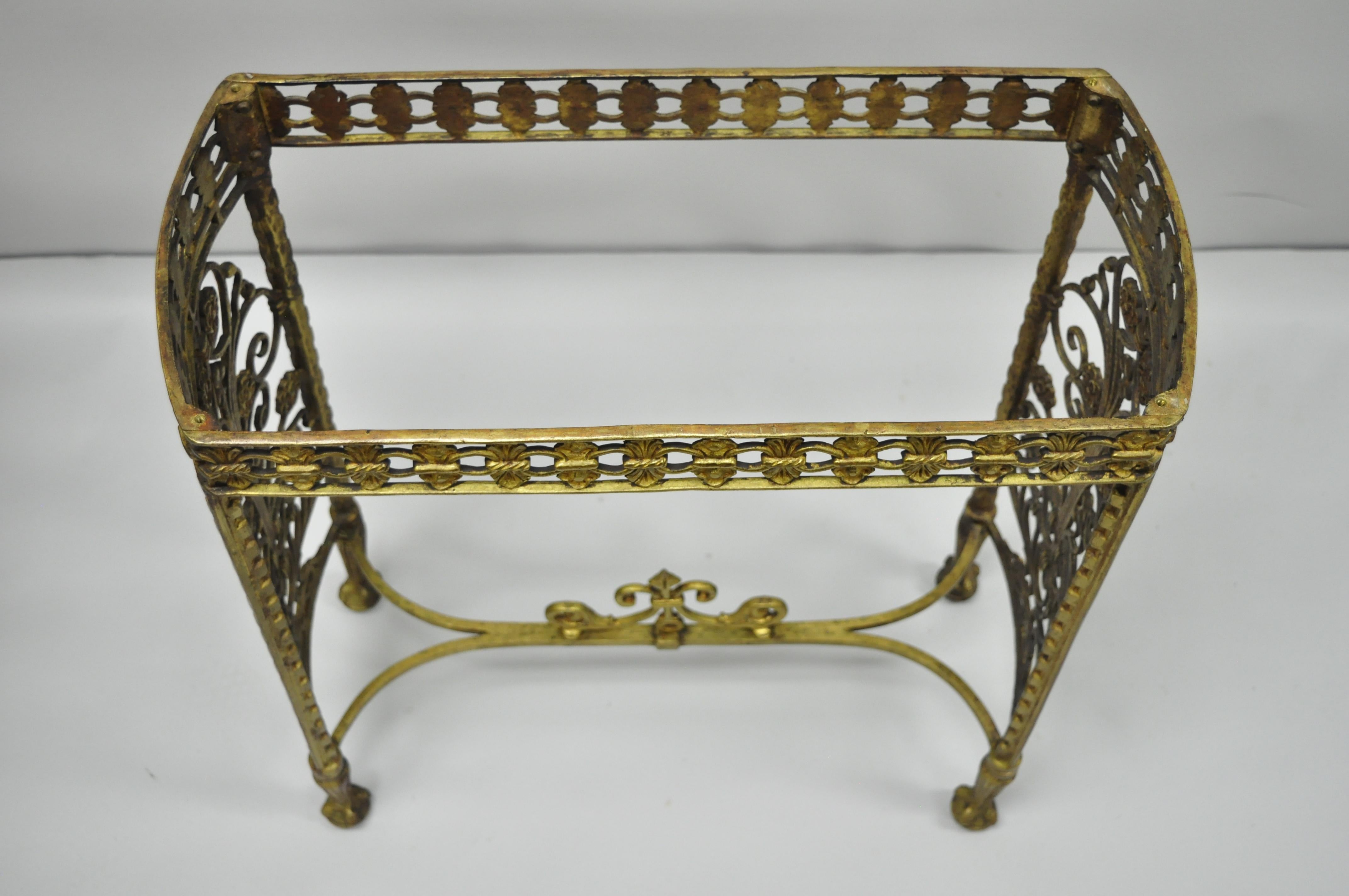 Antique French Art Nouveau Victorian Bronze Brass Small Side Table Console Base In Good Condition In Philadelphia, PA