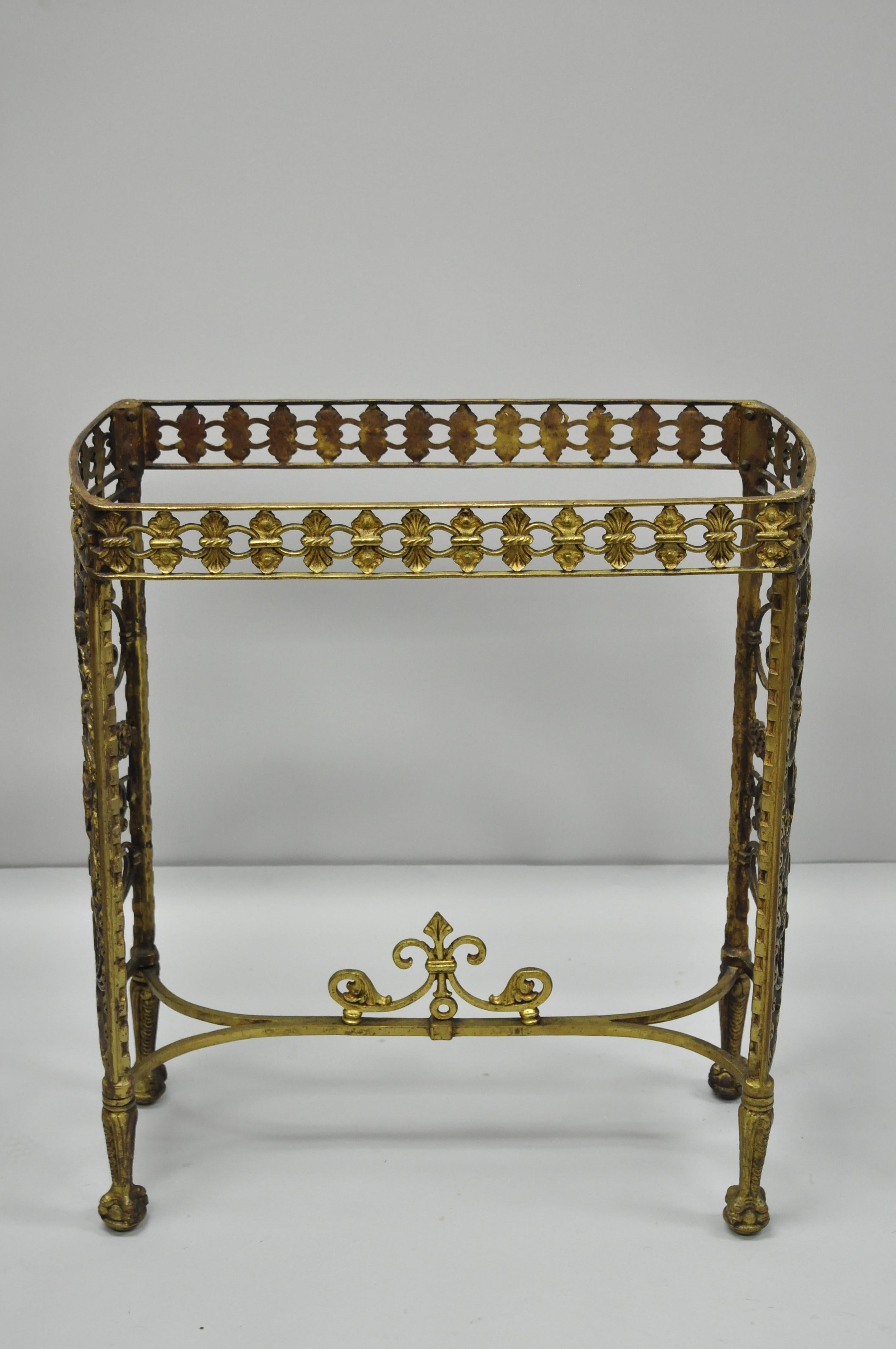 Antique French Art Nouveau Victorian Bronze Brass Small Side Table Console Base 1