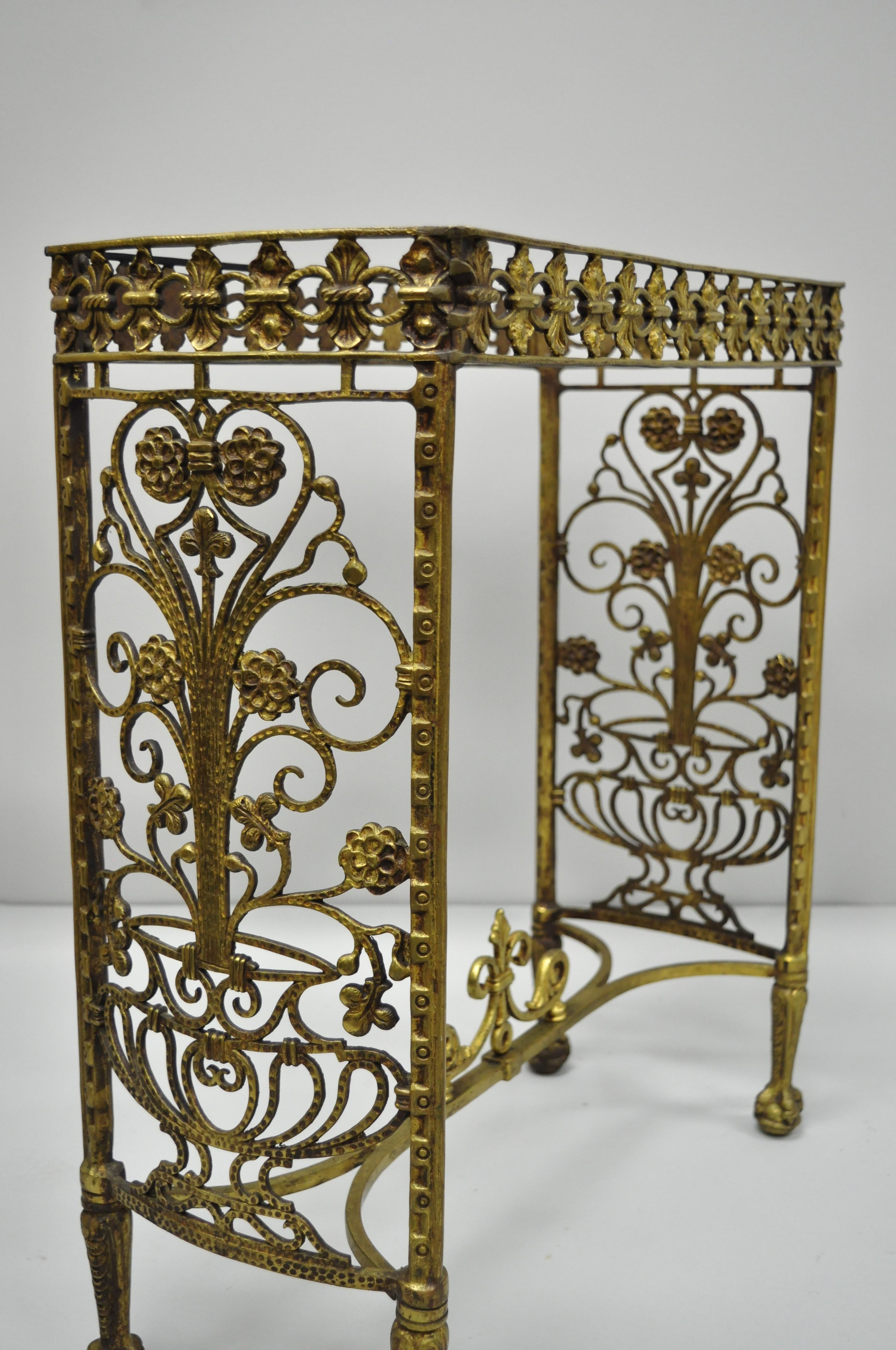 Antique French Art Nouveau Victorian Bronze Brass Small Side Table Console Base 2