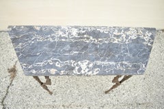 Antique French Art Nouveau Wrought Iron Marble Top Small Console Hall Table