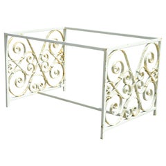 Antique French Art Nouveau Wrought Iron Scrollwork Coffee Table Base, No Top