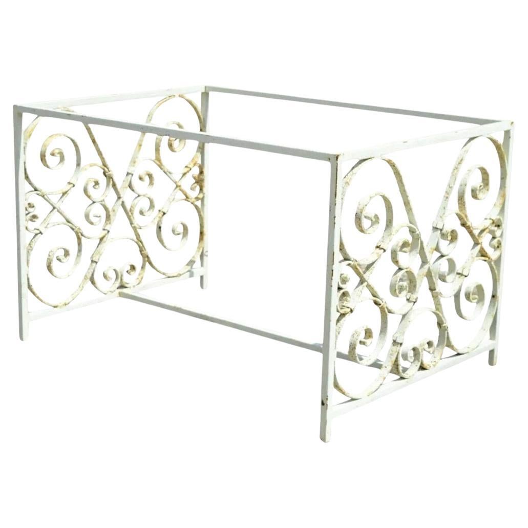 Antique French Art Nouveau Wrought Iron Scrollwork Coffee Table Base, No Top For Sale