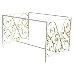 Antique French Art Nouveau Wrought Iron Scrollwork Coffee Table Base, No Top