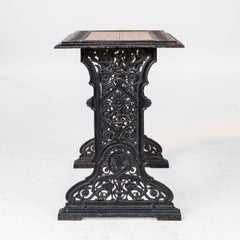 Antique French Art Nouveau Wrought Iron & Tiles. Orangery Table with Tile Top