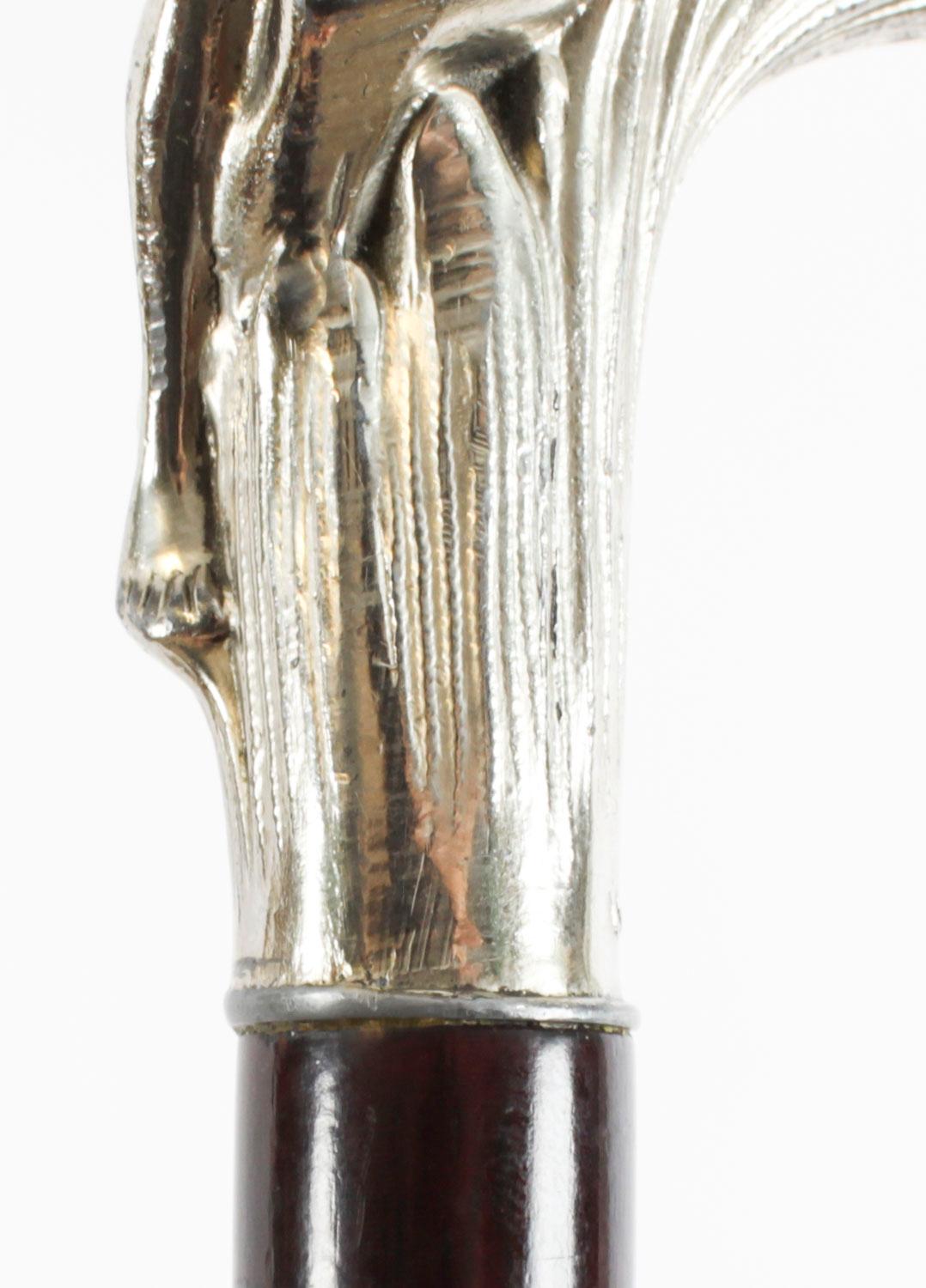 Antique French Art Noveau Silver Walking Cane Stick 19th Century 93cm/36.6inches 3