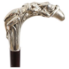Antique French Art Noveau Silver Walking Cane Stick 19th Century 93cm/36.6inches
