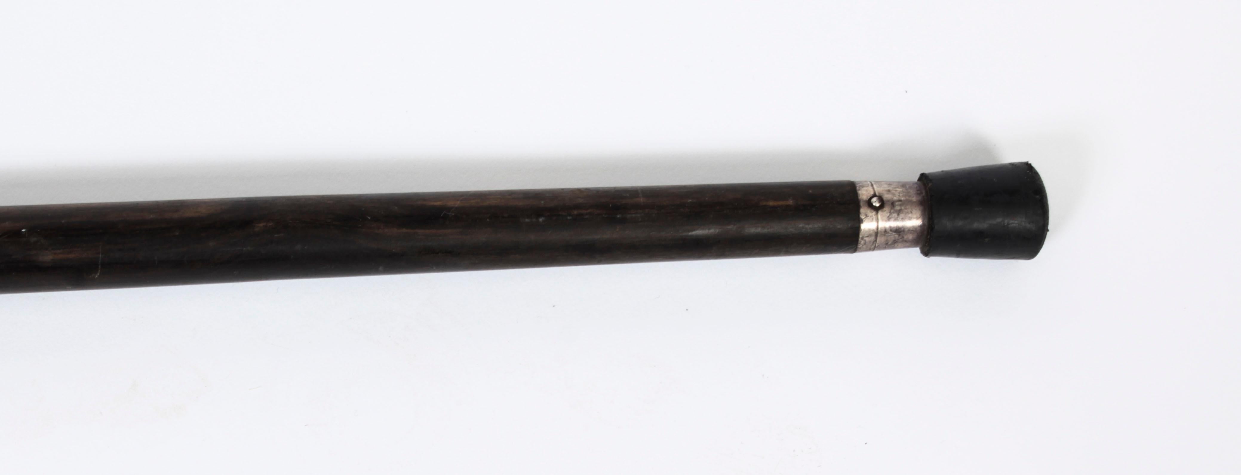 Antique French Art Noveau Silver Walking Cane Stick, 19th Century In Good Condition In London, GB