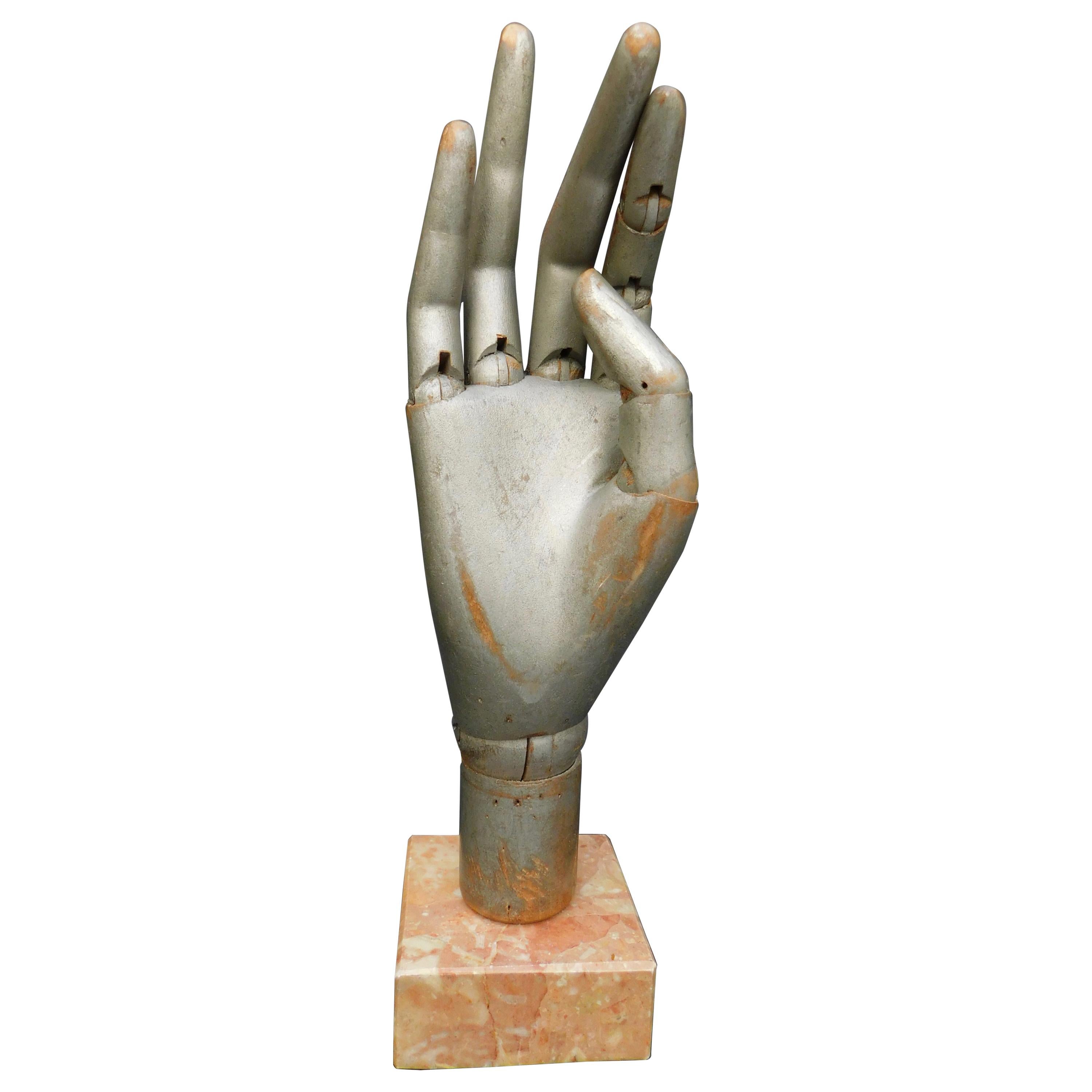 Antique French Articulated Mannequin Hand For Sale