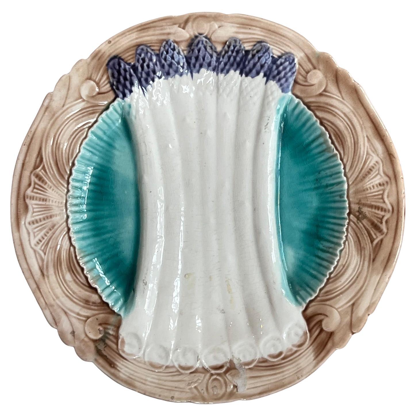 Antique French Asparagus Plate by Orchies, 1920
s