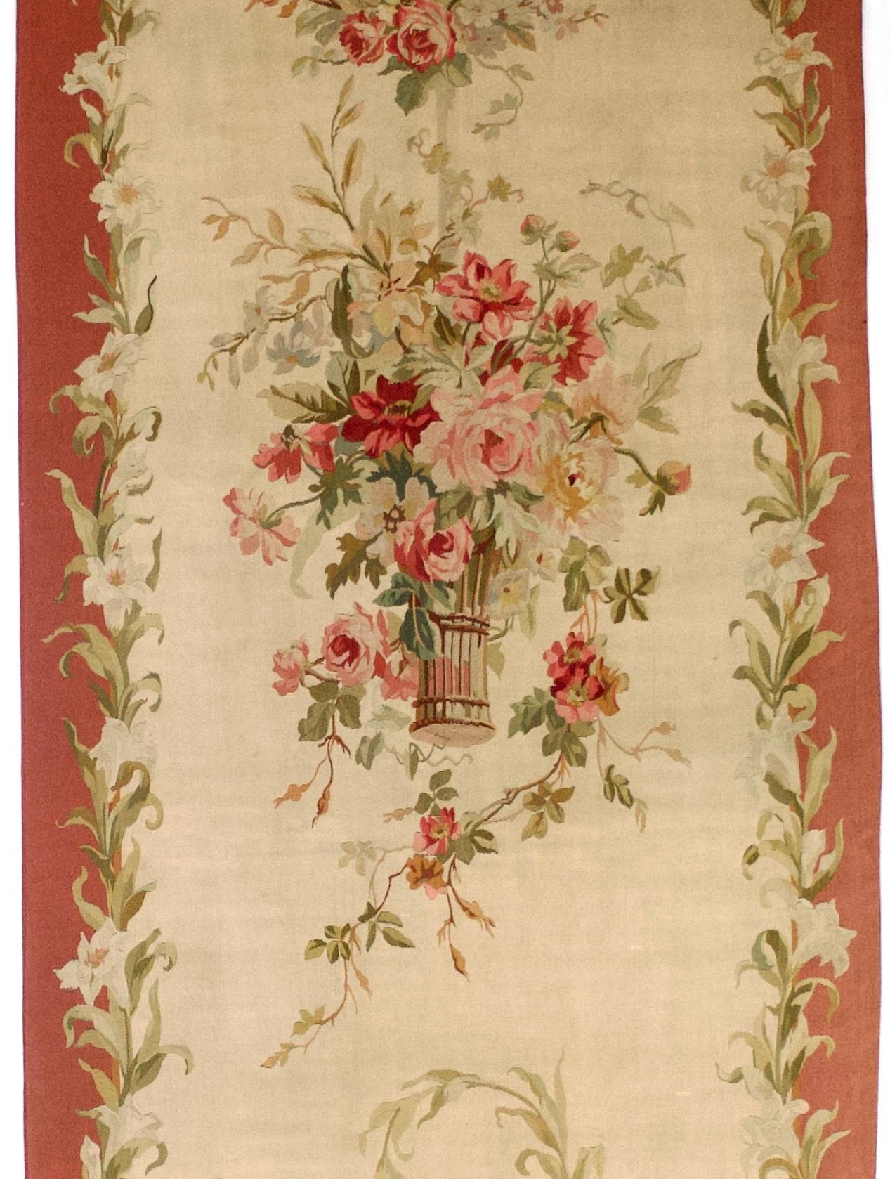 Wool Antique French Aubusson (1 of pair) 3'6