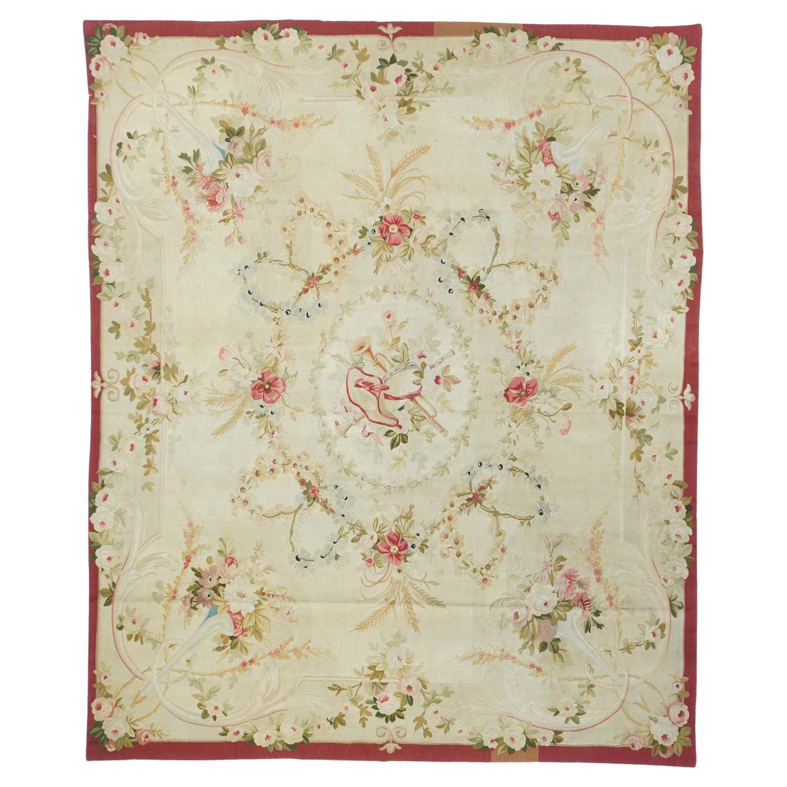 Antique French Aubusson-Beauvais Rug For Sale