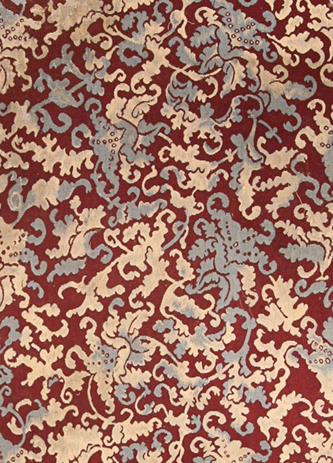 Antique French Aubusson Botanic handmade wool rug.
Size: 12.6