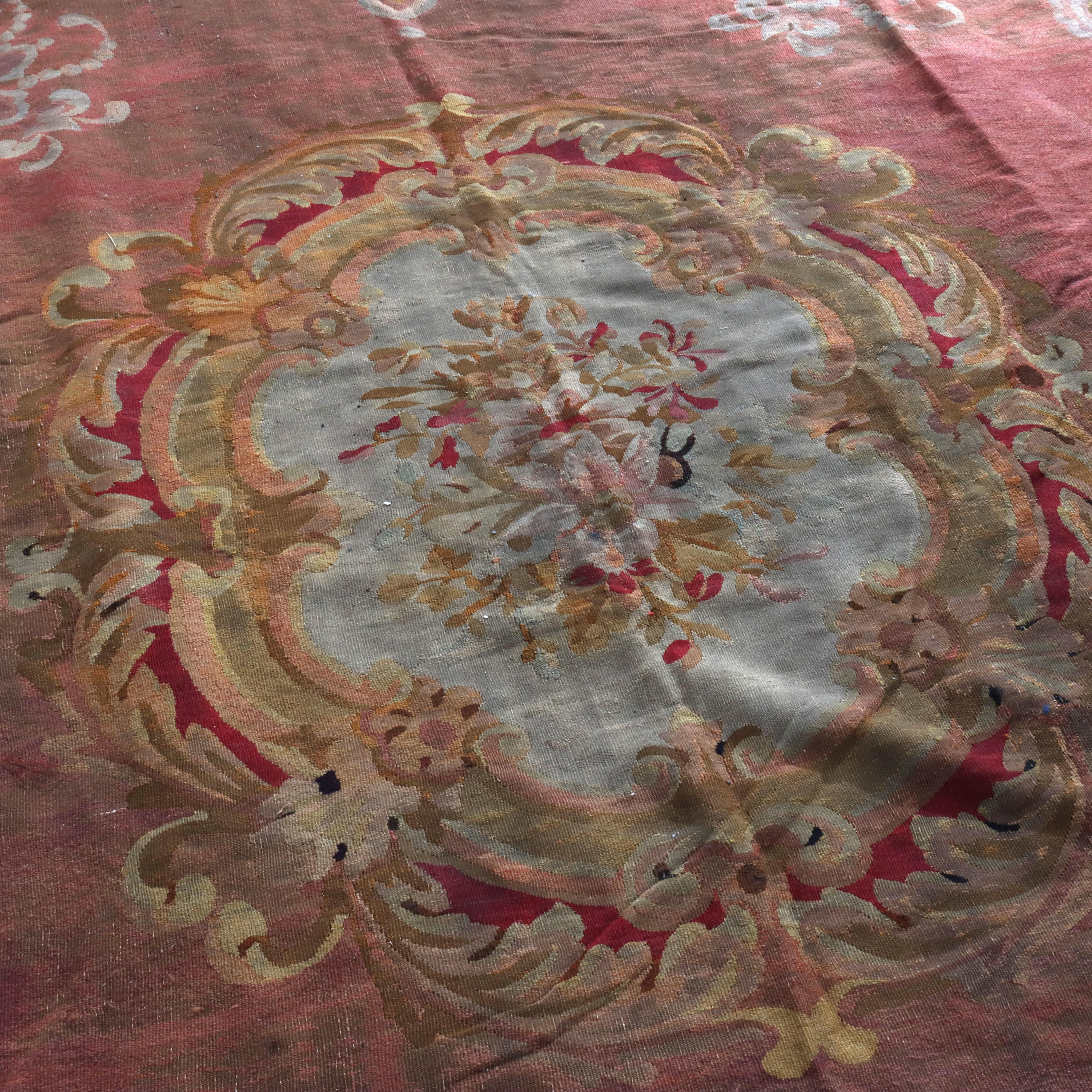 Antique French Alfombra de Aubusson S. XIX en venta 3