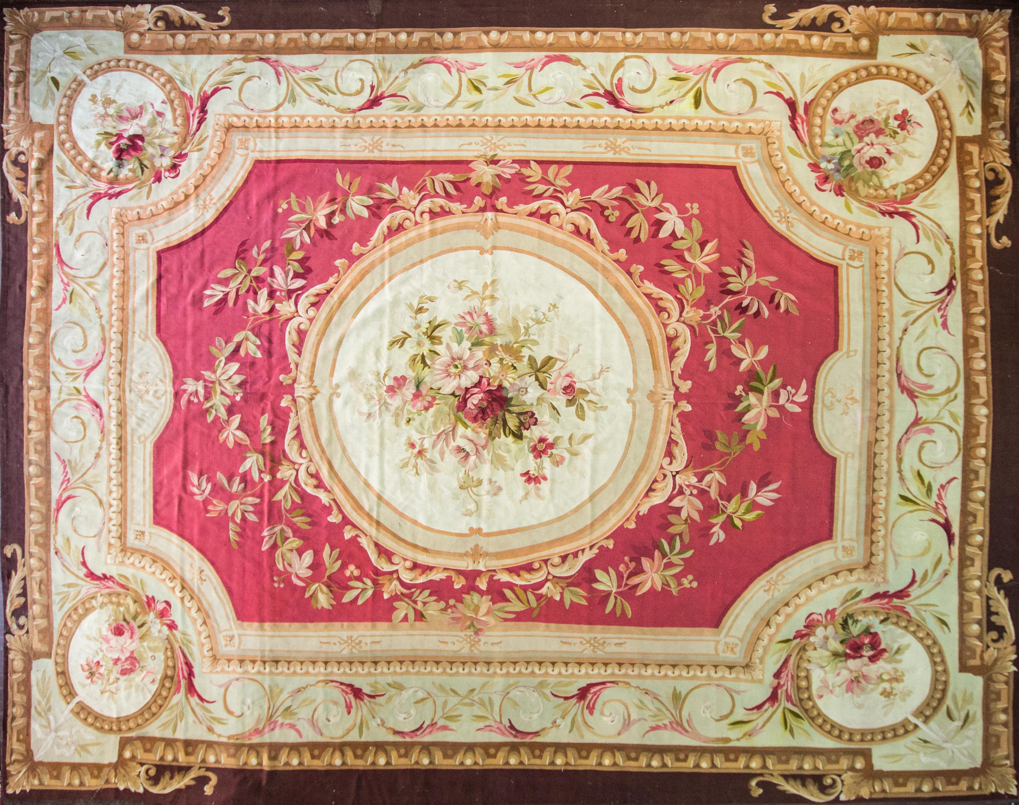 Antique French Aubusson Carpet 12'2