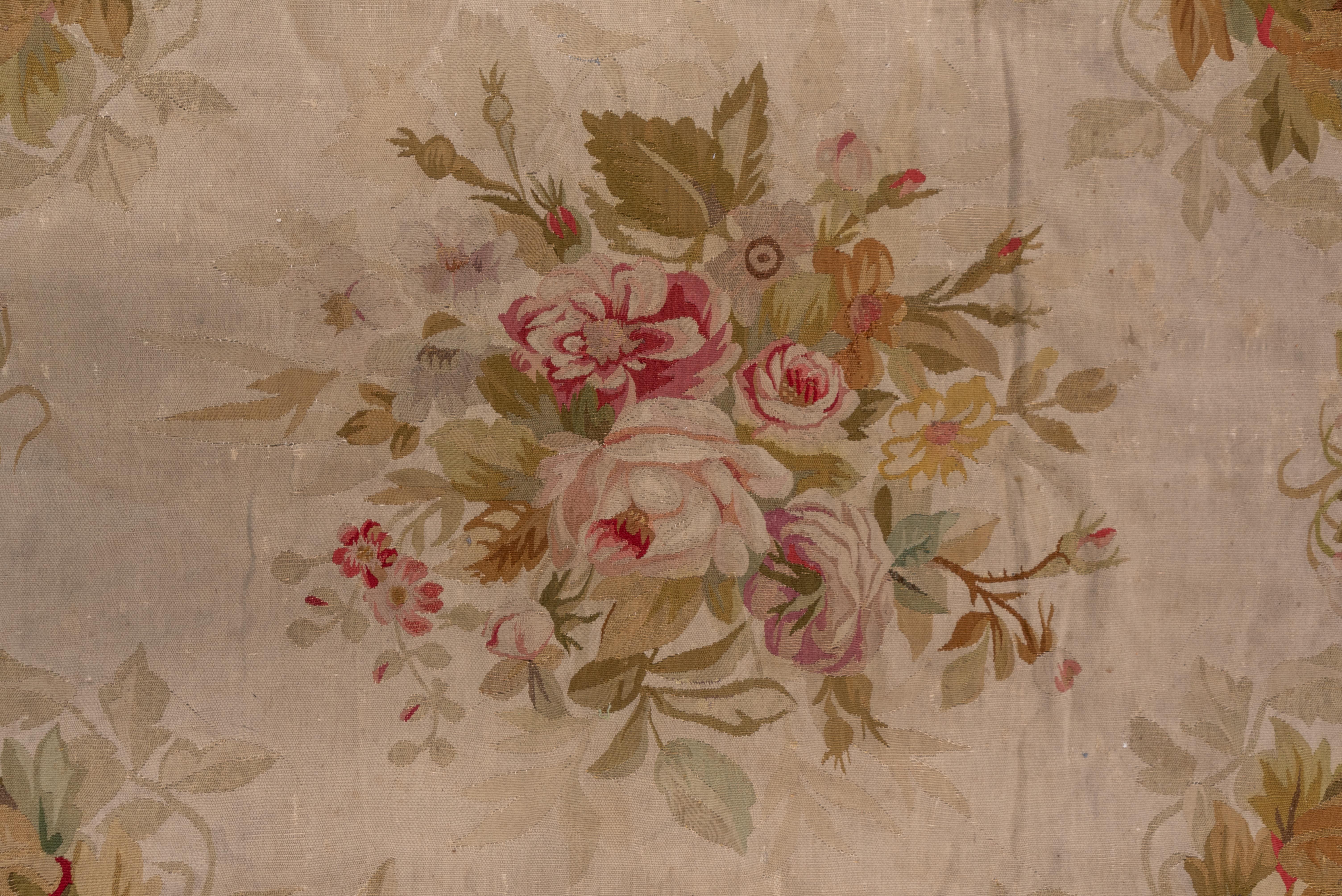Hand-Woven Antique French Aubusson Carpet For Sale