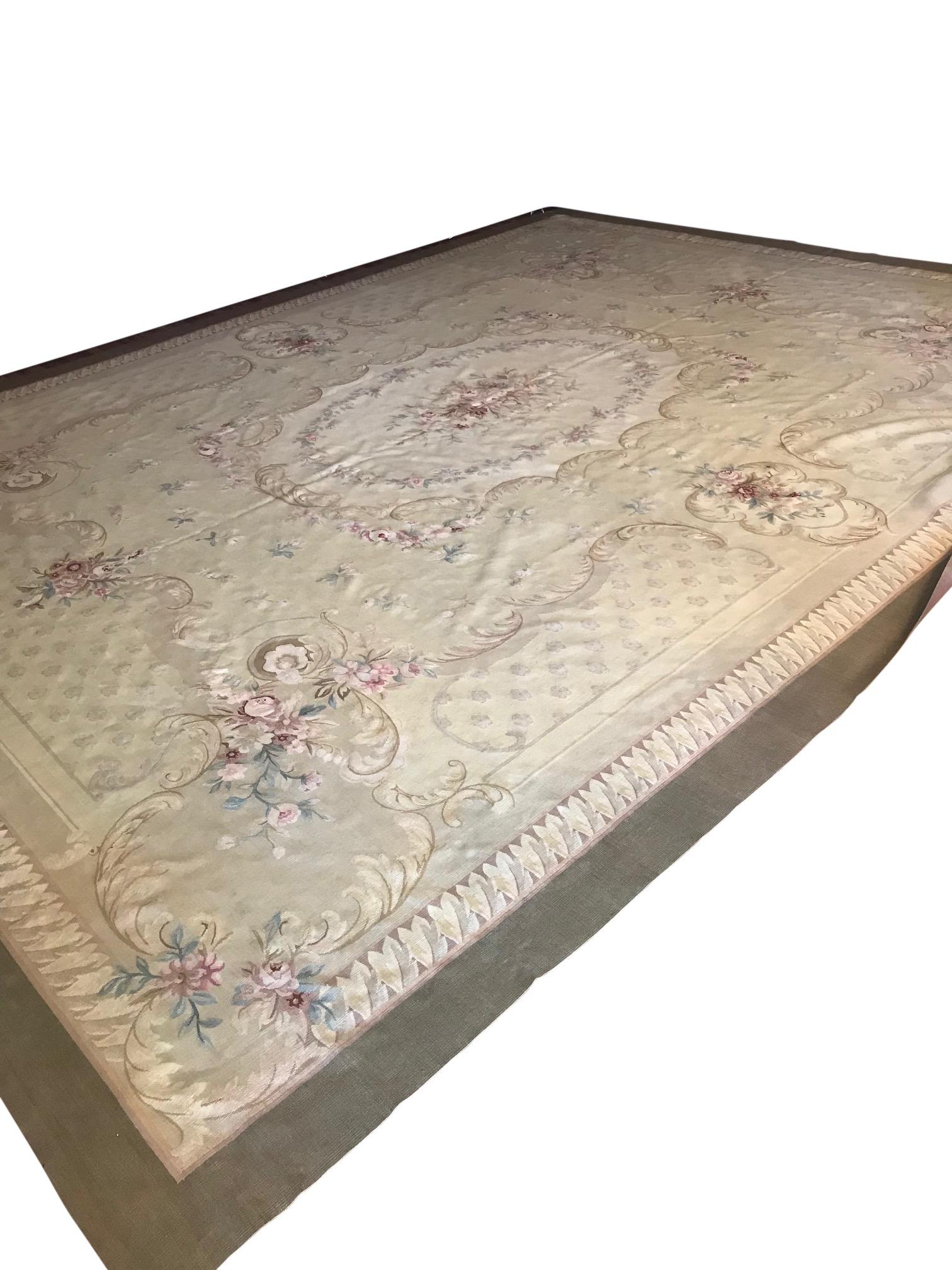Romantic Antique French Aubusson Carpet
