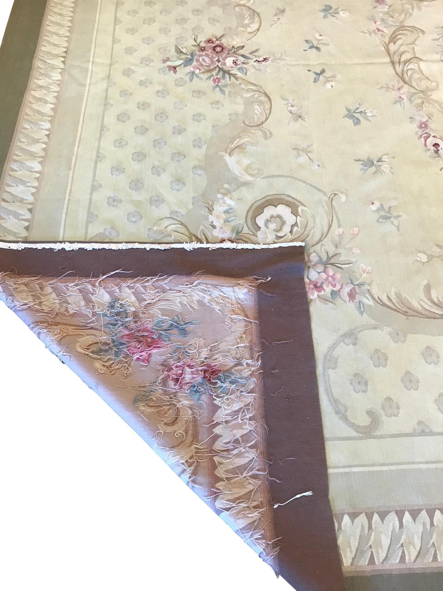 Wool Antique French Aubusson Carpet