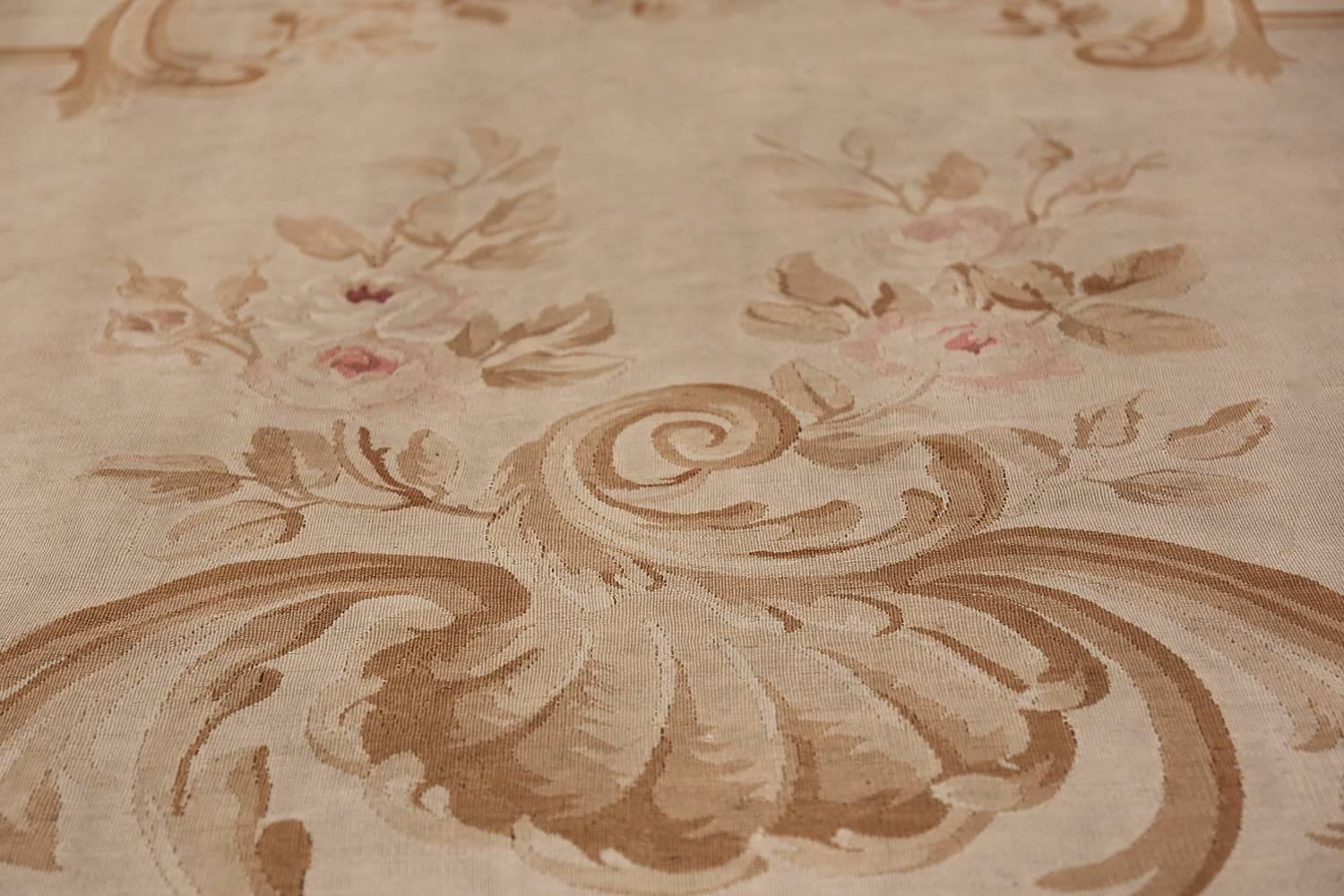 Wool Antique French Aubusson Carpet. Size: 18 ft x 34 ft 6 in (5.49 m x 10.52 m)