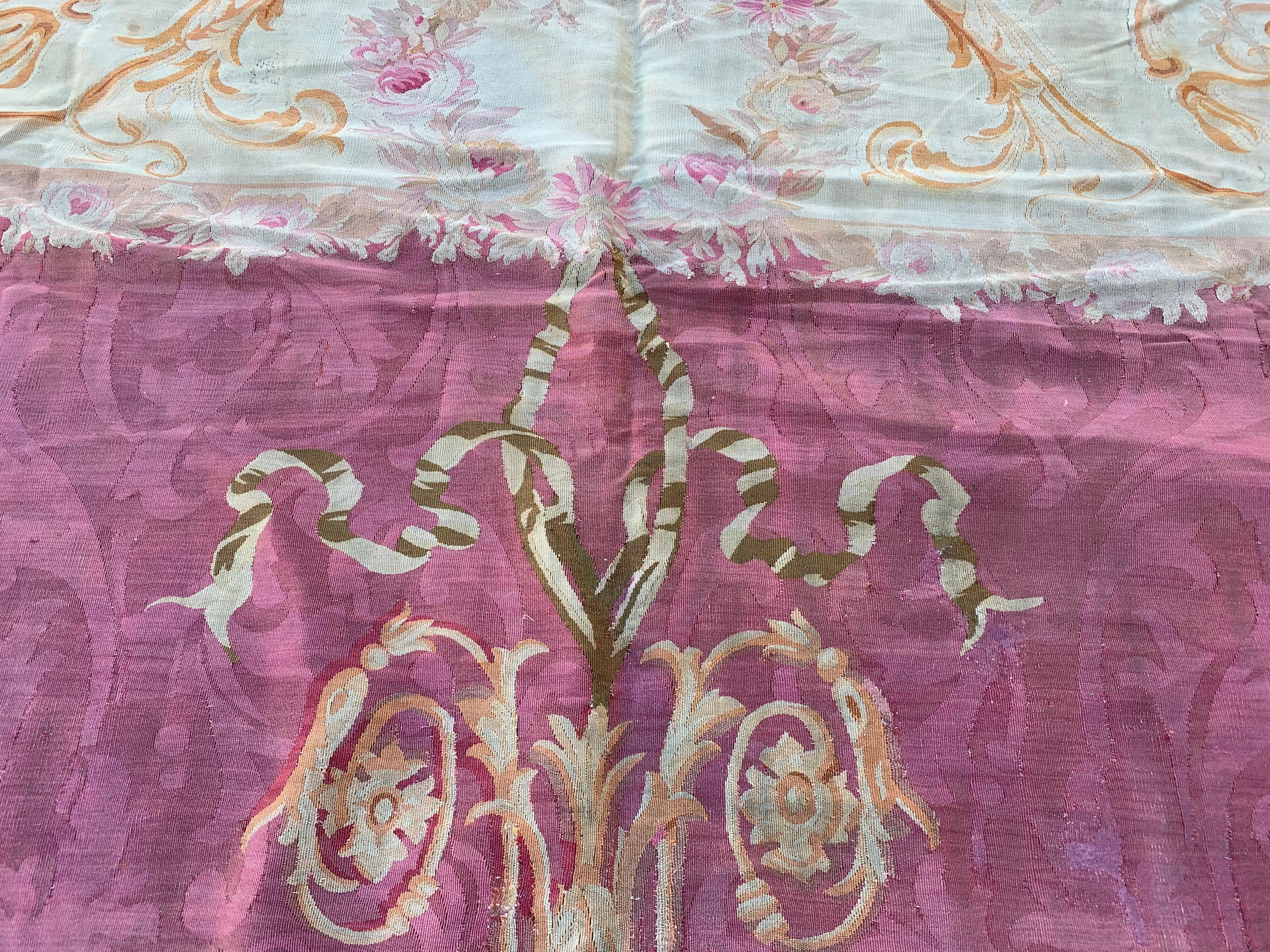 Hand-Woven Antique French Aubusson, circa 1880 For Sale
