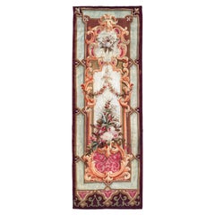 Antique French Aubusson Fine Tapestry 94×282 cm Floral Rococo Panel 3×10 c.1890