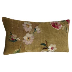 Antique French Aubusson Floral Tapestry Pillow circa 1850