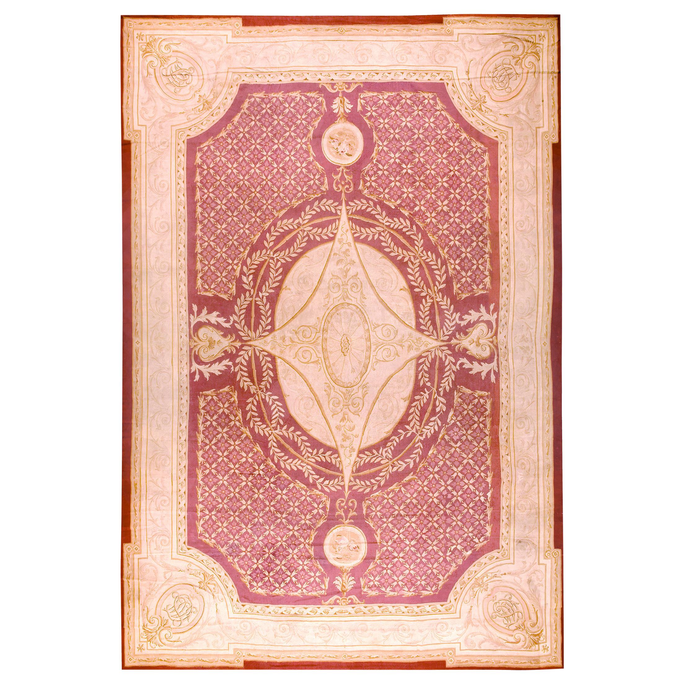 19th Century French Aubusson Carpet ( 13'4" x 21' - 406 x 640 ) For Sale
