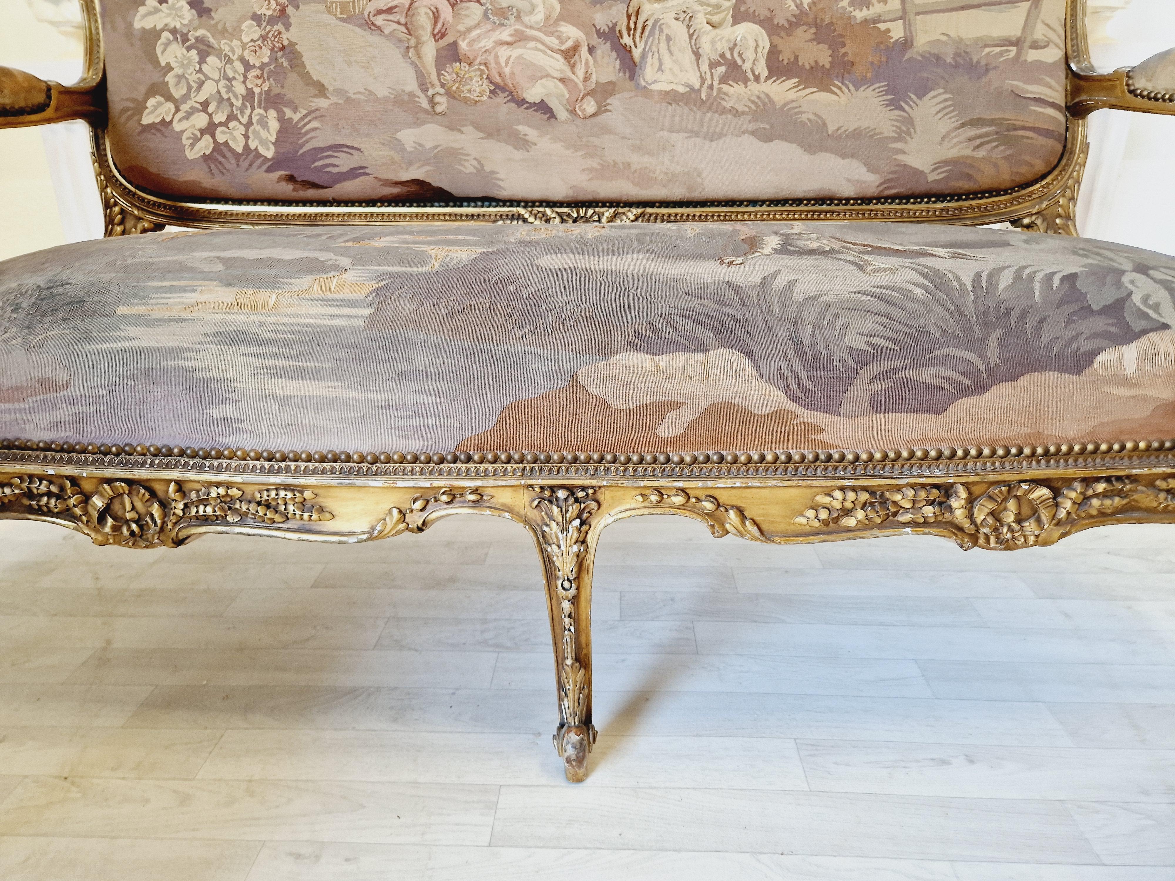 Tissé à la main Ensemble de salon français ancien Louis XV  en vente