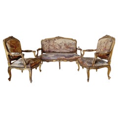 Antique French Aubusson Living Room Set Louis XV 