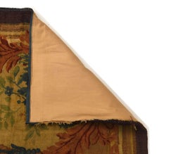 Antique French Aubusson Medallion Rug with Golden Floral Design - Rug & Kilim
