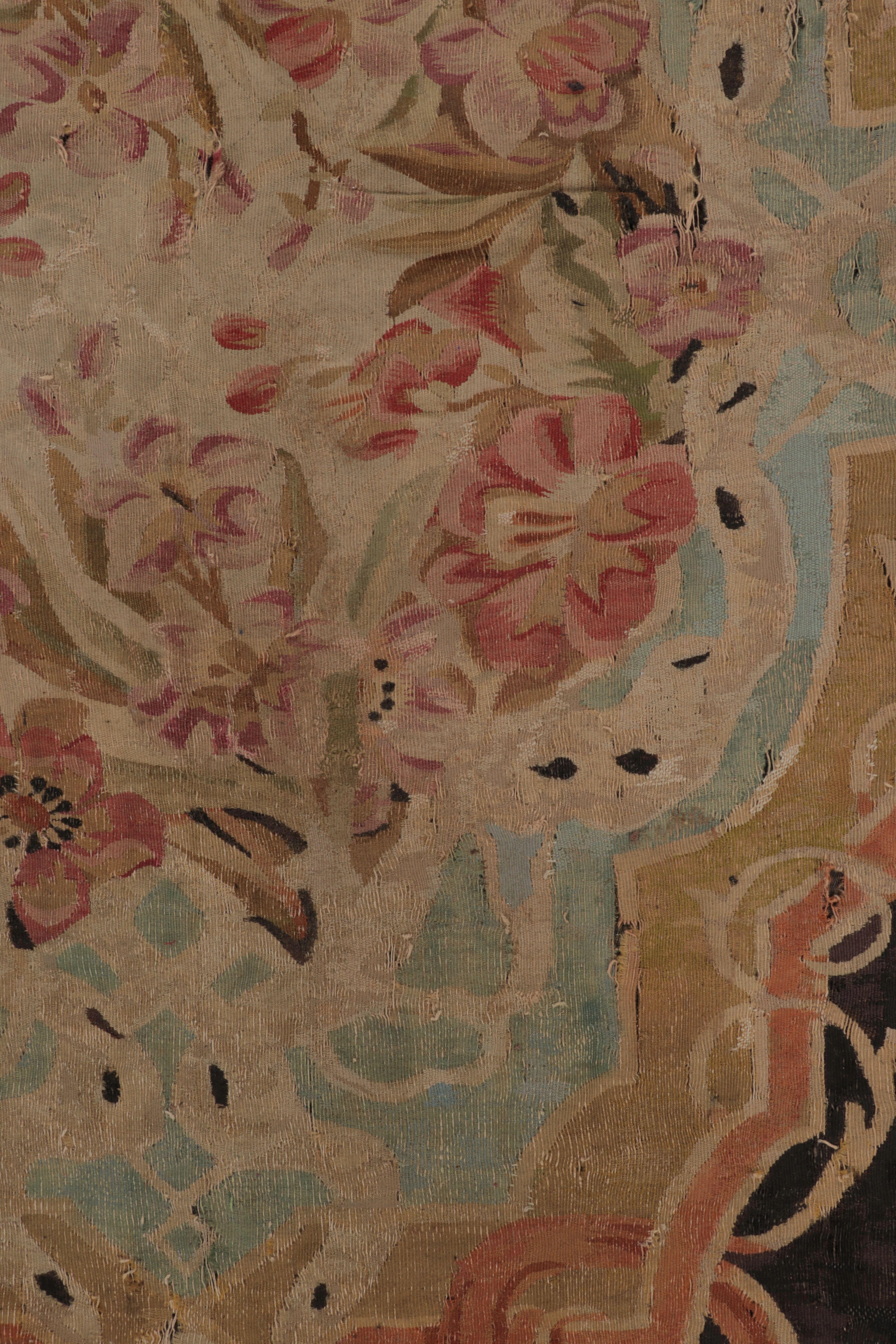 Français Antique French Aubusson, Médaillon monumental en terre cuite et noir-Rug & Kilim en vente