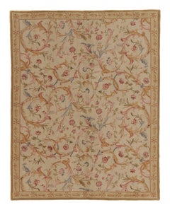 Antique French Aubusson Needlepoint Rug mit kräftigen Pastellblumen - Rug & Kilim