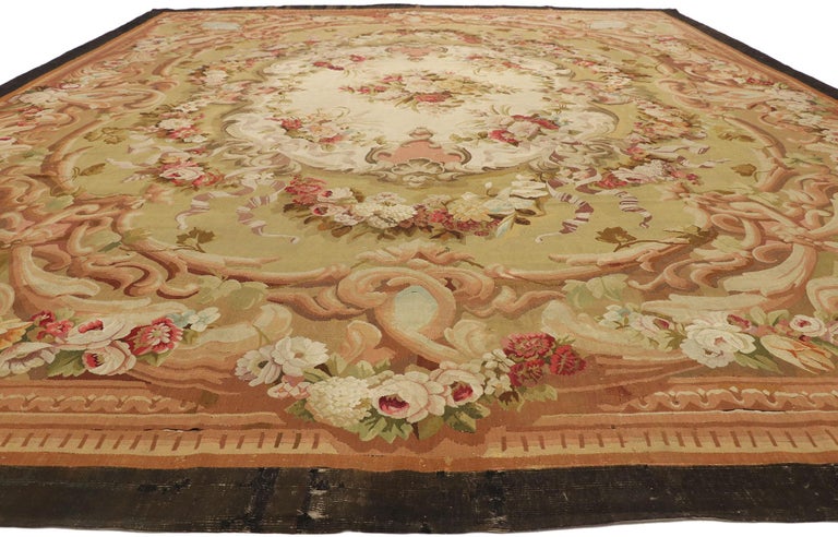 Antique French Aubusson Palace Size Rug with Rococo Louis XV Savonnerie ...
