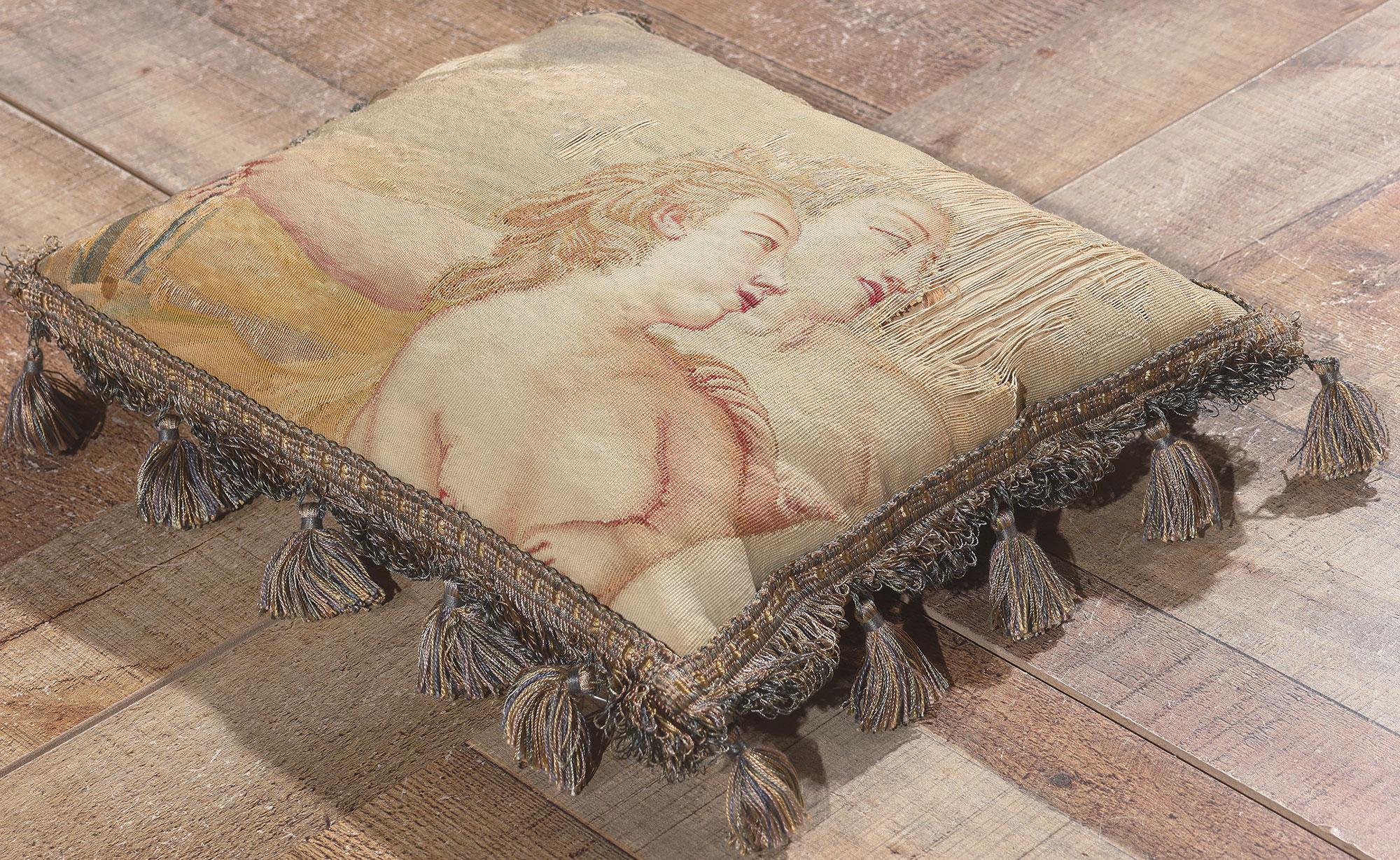 Antique French Aubusson Pillow with Venus and Adonis For Sale 1