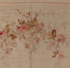 Antique French Aubusson Portiere Tapestry or Rug, Pale Colors, Wool & Silk, 1875