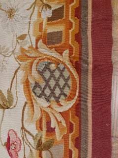 Antique French Aubusson Portiere Tapestry or Rug, Wool Silk & Gold Threads, 1875