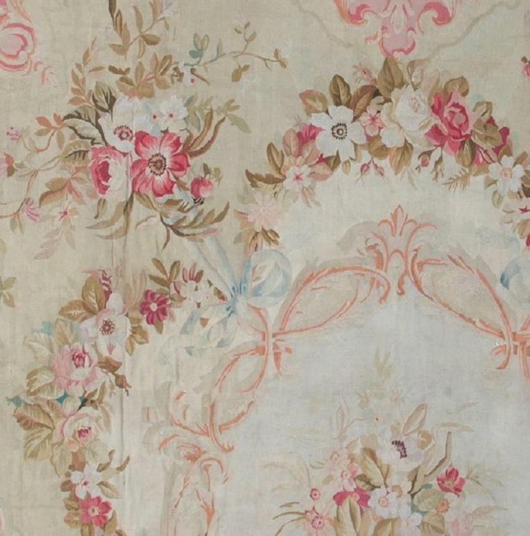 Antique French Aubusson Rug  12'7 x 16'2 In Good Condition For Sale In New York, NY