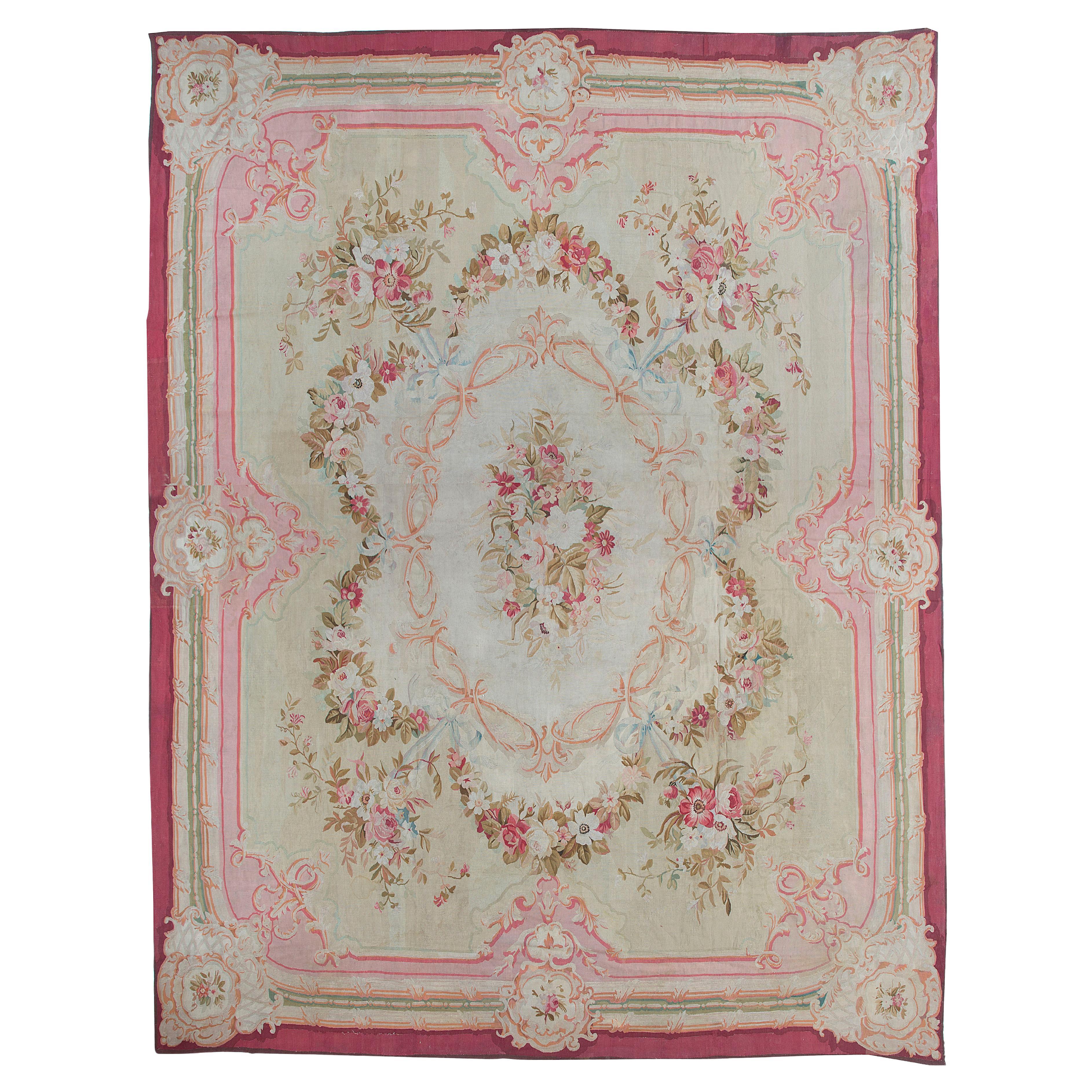 Antique French Aubusson Rug  12'7 x 16'2