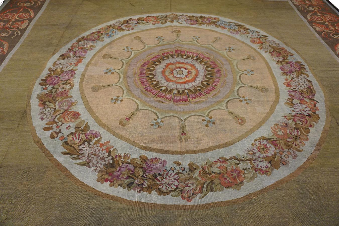Wool Early 19th Century French Empire Period Aubusson Carpet (13'8
