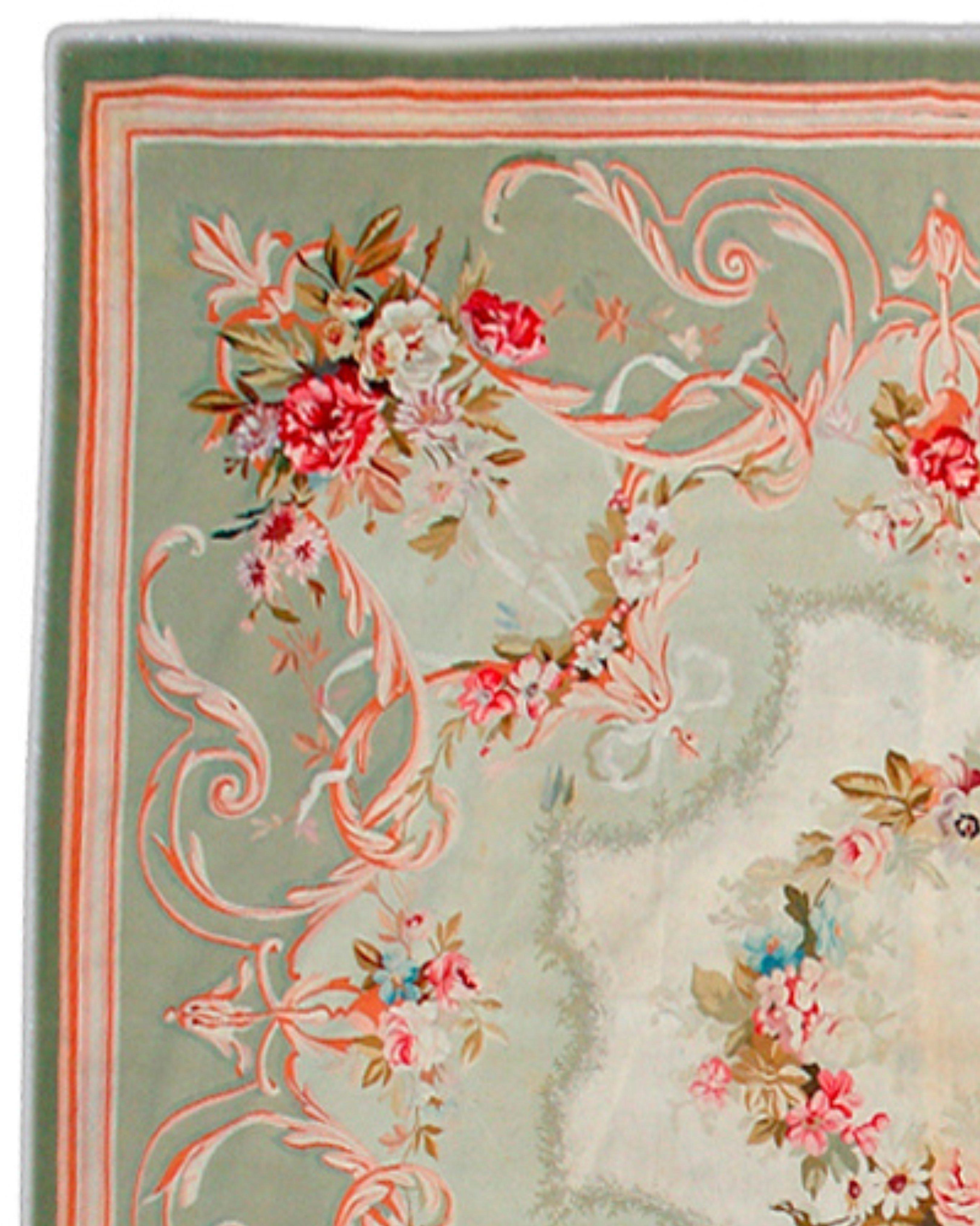 Hand-Woven Antique French Aubusson Rug, 19th Century For Sale