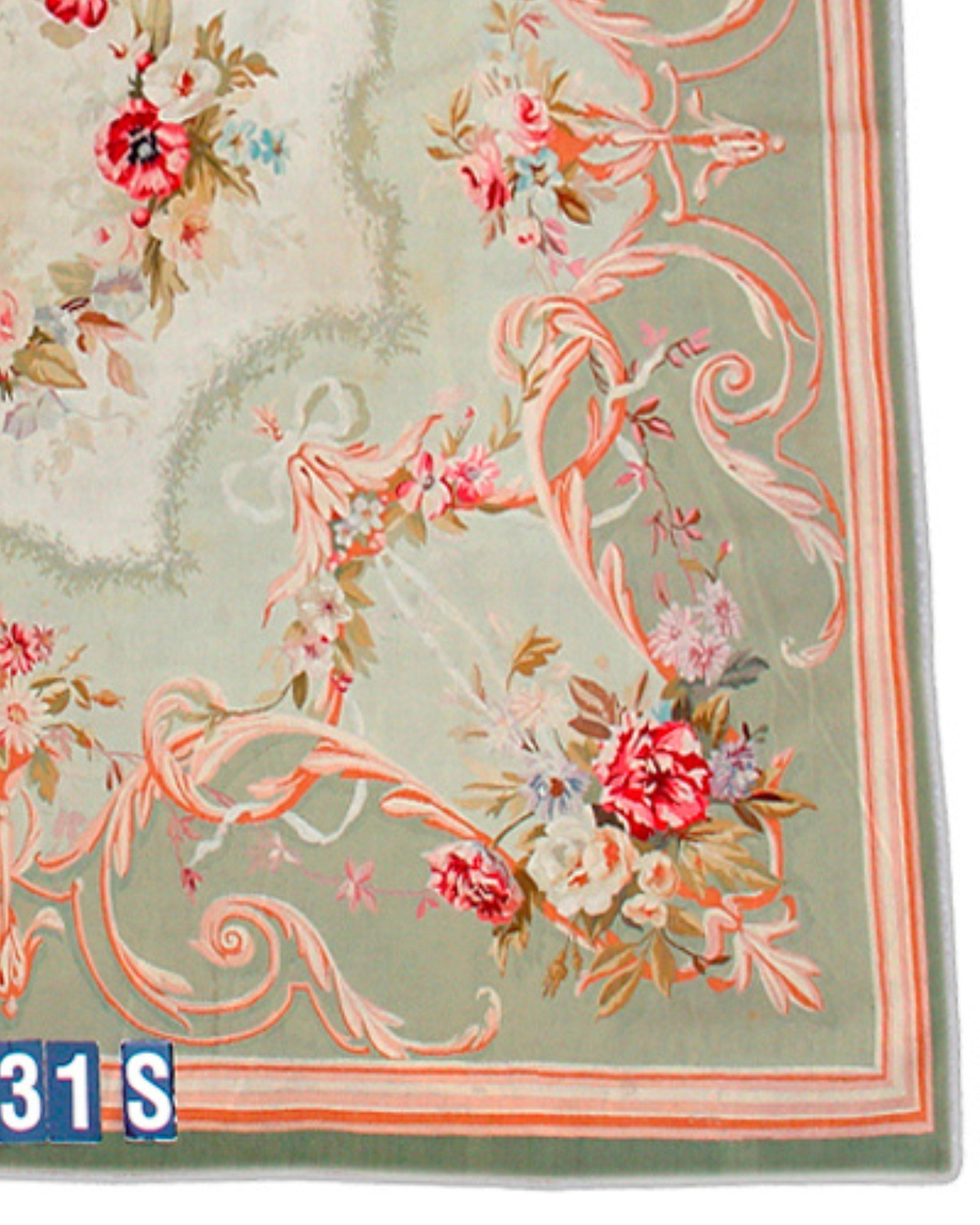 Wool Antique French Aubusson Rug, 19th Century For Sale