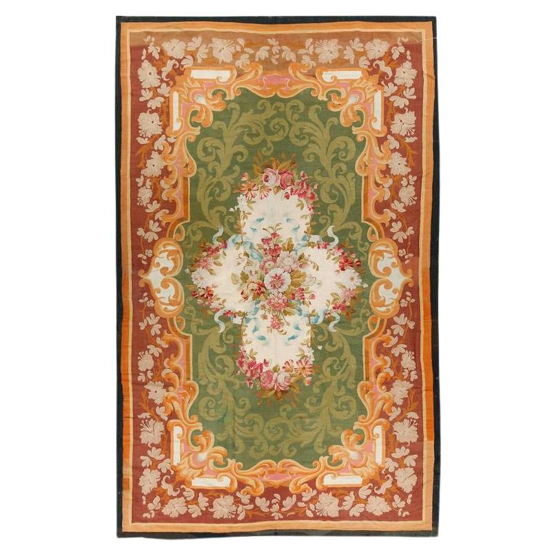 Antique French Aubusson Rug 8'6 x 13'8 For Sale