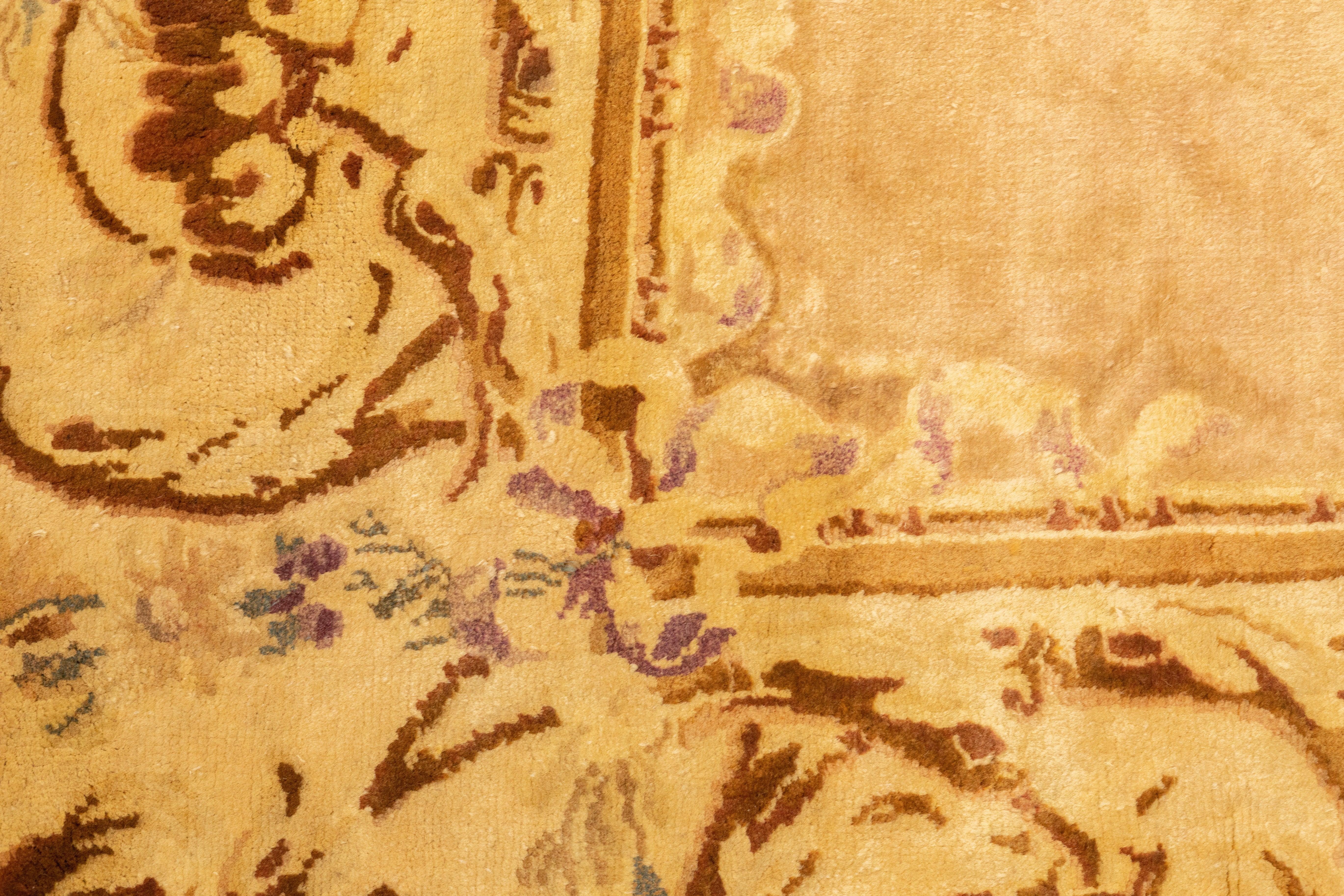 Laine Ancien tapis d'Aubusson français 9'10'' x 15'2'' en vente