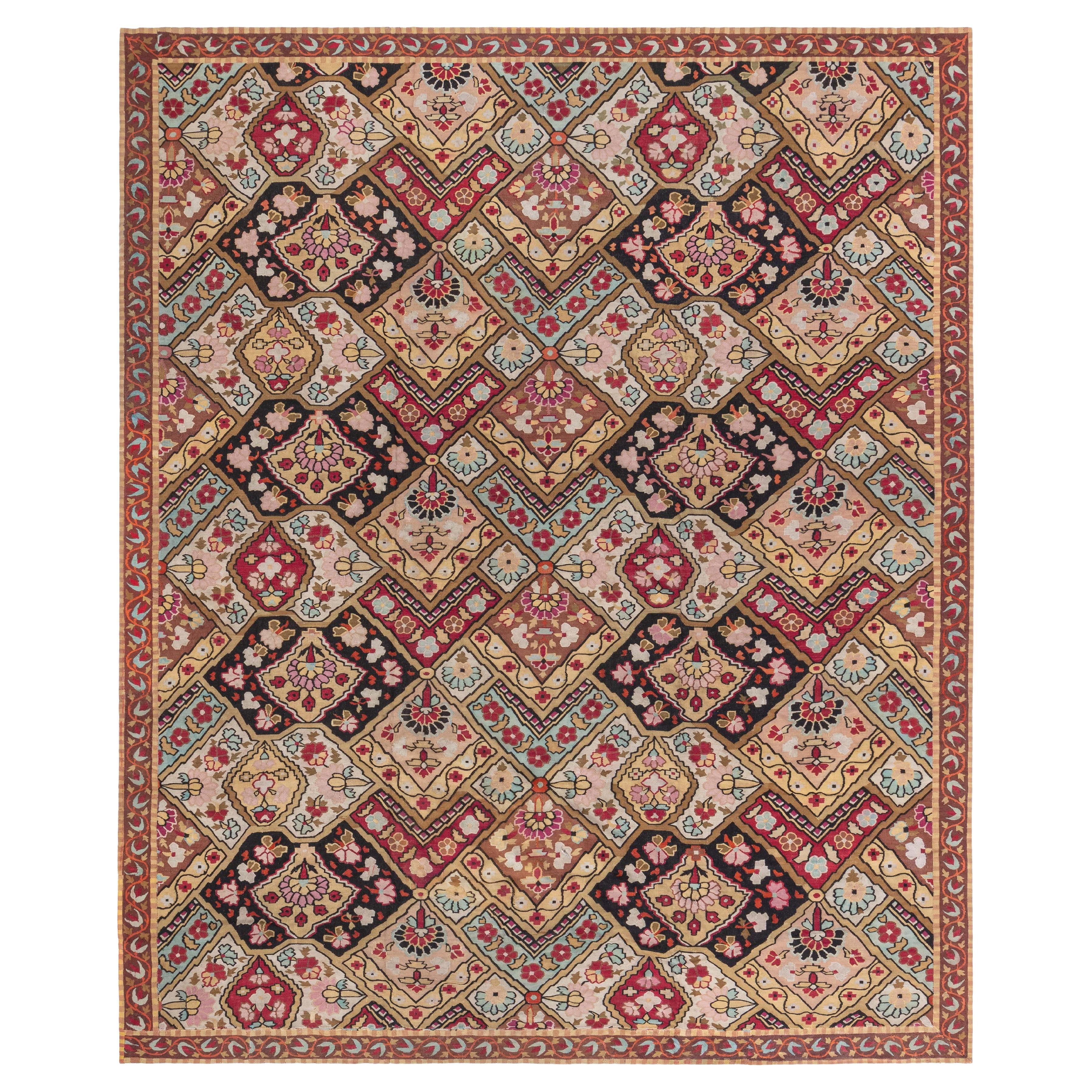 Antique French Aubusson Rug - Botanical Garden Motif at Doris Leslie Blau For Sale