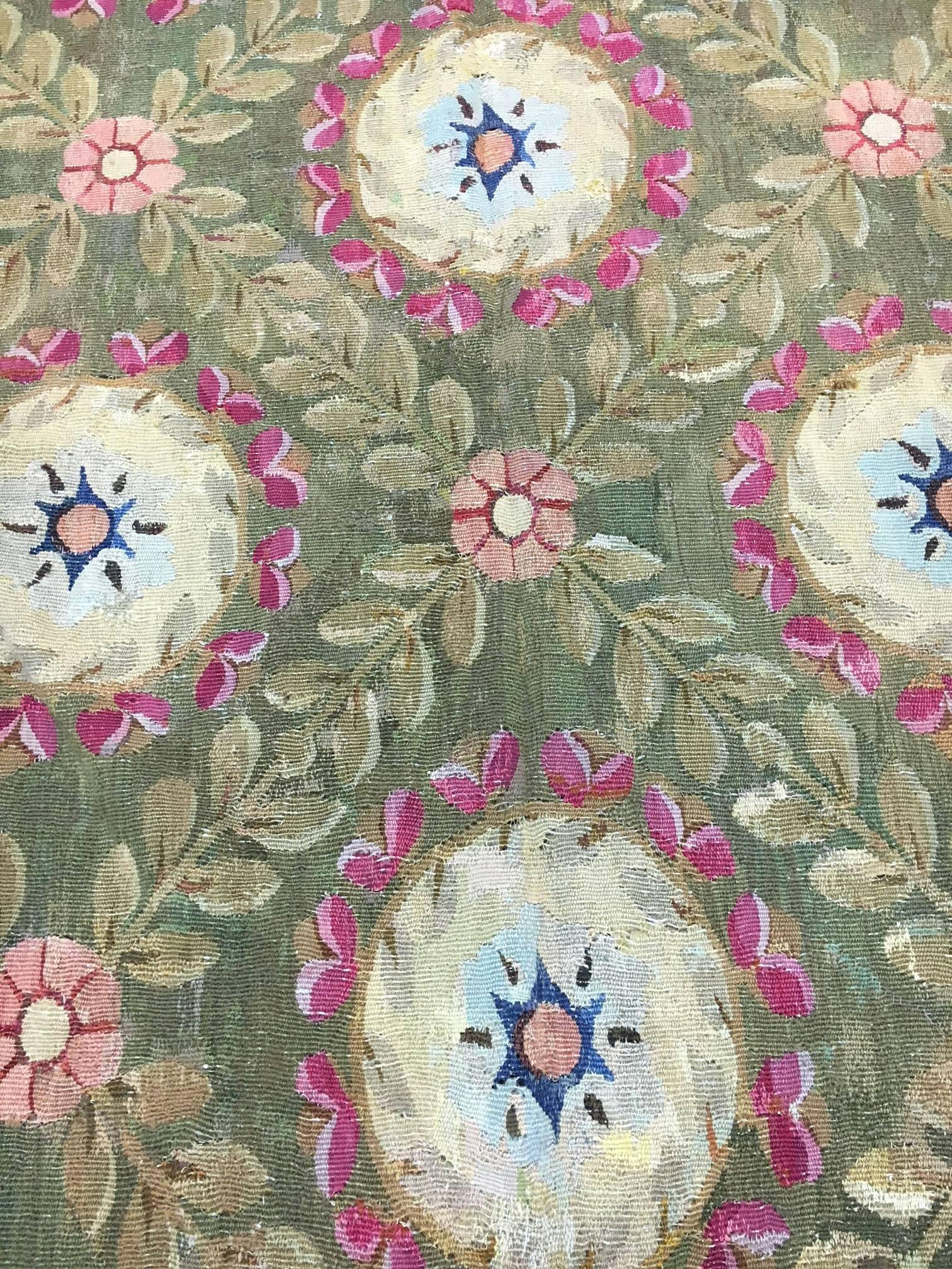 Hand-Woven Antique French Aubusson Rug, circa 1880