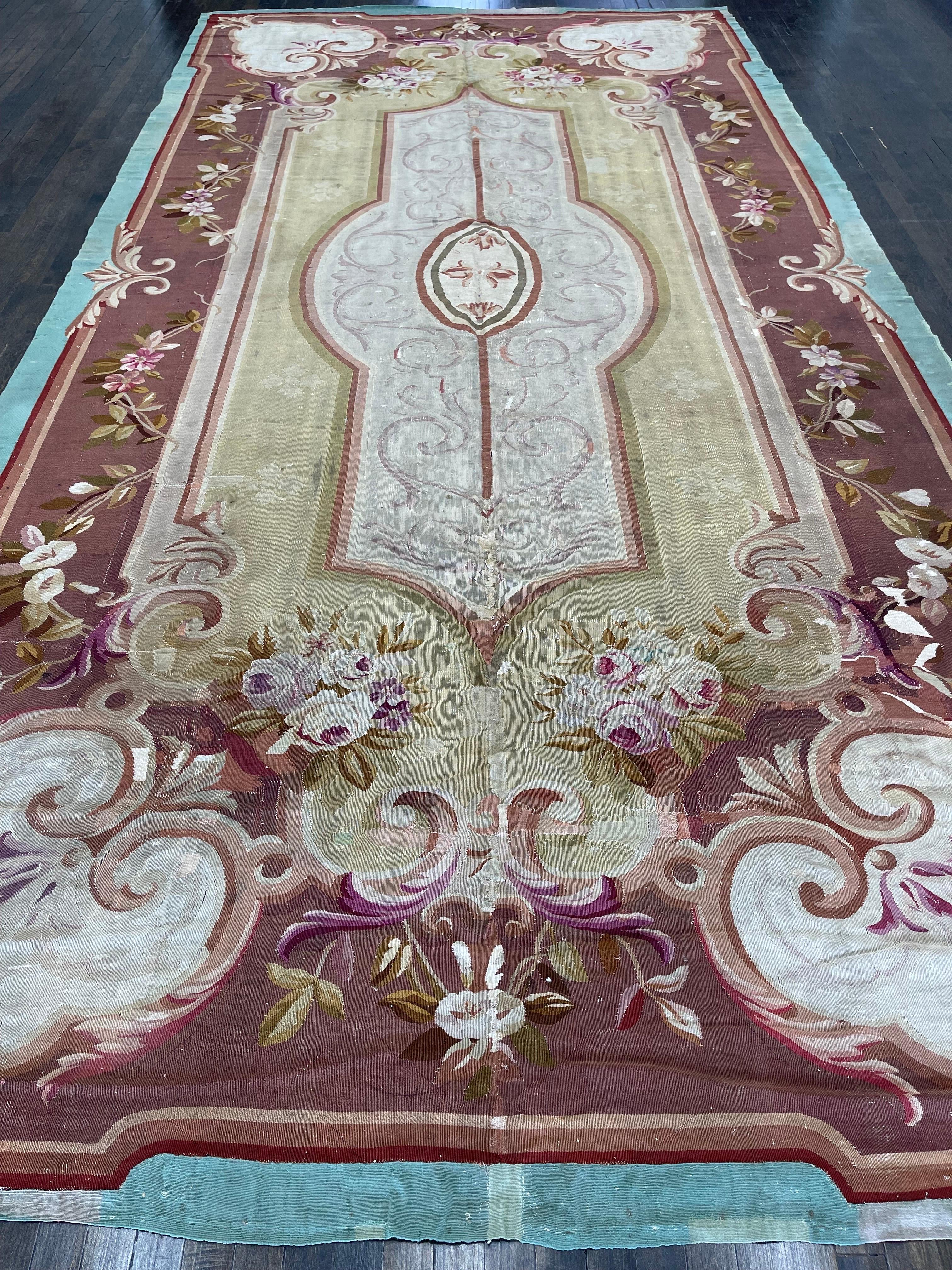 All of the older french rugs of which we know of may be classed under two principle heading,Aubusson and savonnerie. These differ in technique and texture,but have one common ground for they express a personality which is unmistakingly French! This