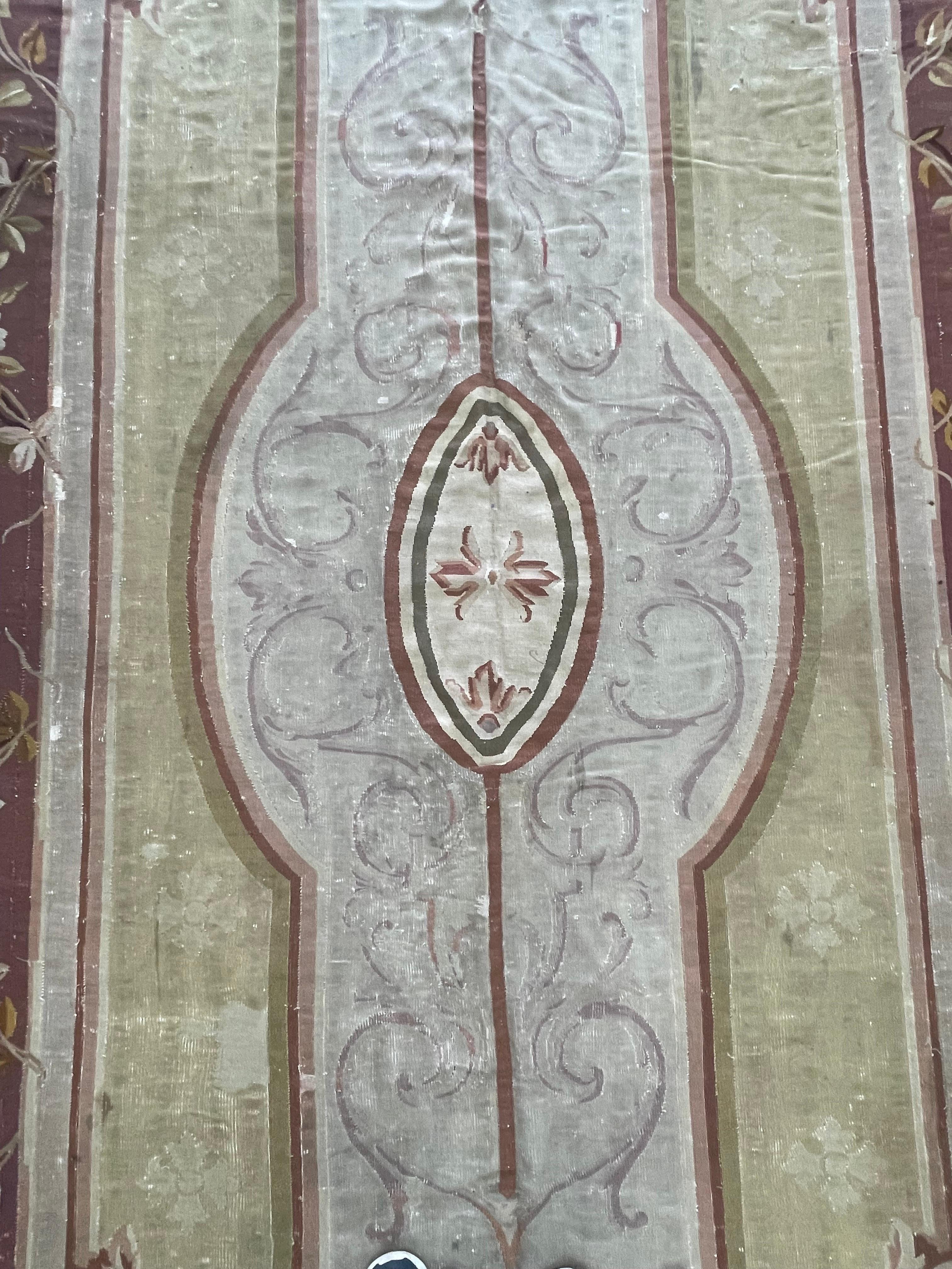 Hand-Knotted Antique French Aubusson Rug circa 1880 For Sale
