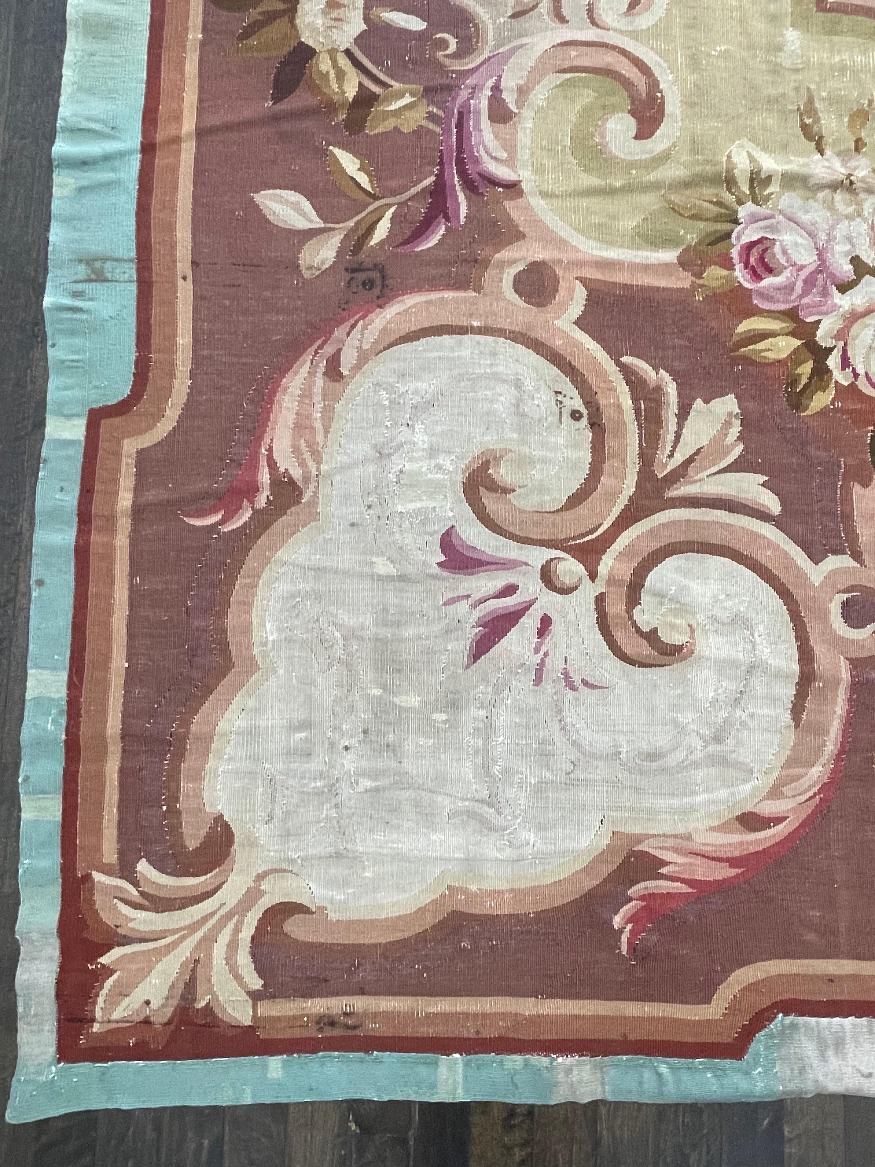 Late 19th Century Antique French Aubusson Rug circa 1880 For Sale