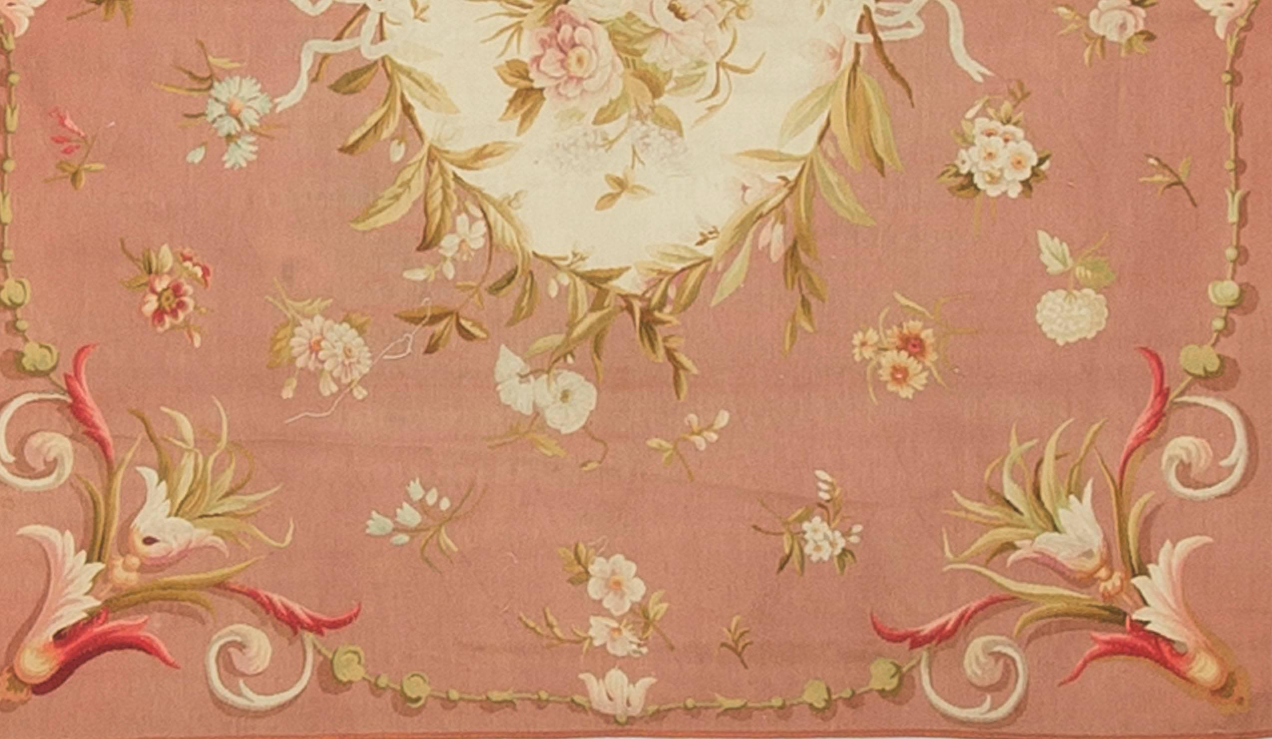 Hand-Woven Antique French Aubusson Rug, circa 1890 For Sale