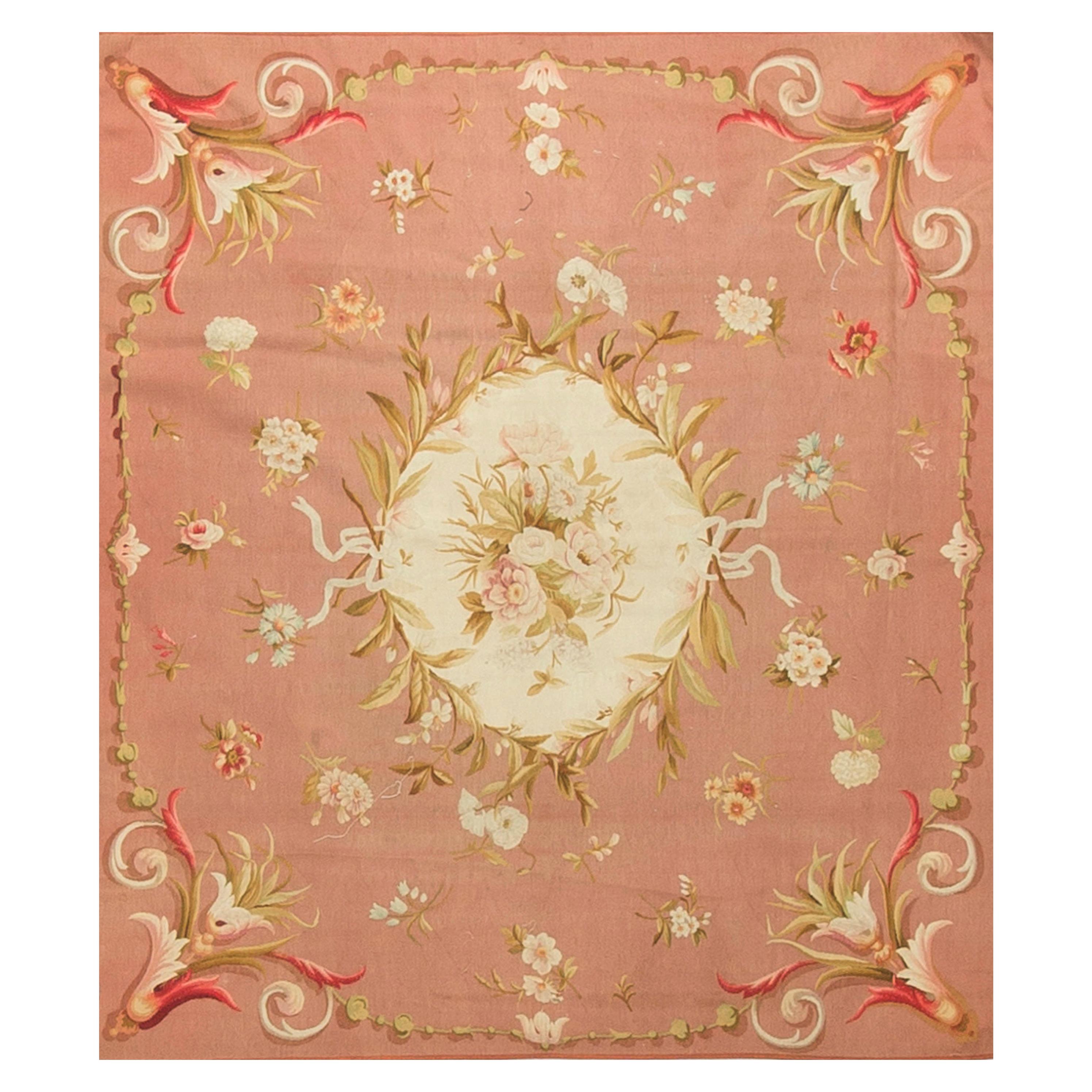 Antique French Aubusson Rug, circa 1890 For Sale